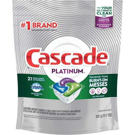 Cascade Dishwasher Detergent, ActionPacs, Platinum, Multi, PK 105 PGC80720CT